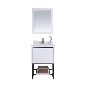 LAVIVA Alto 313SMR-24W-WQ 24" Single Bathroom Vanity in White with White Quartz, White Rectangle Sink, Front View