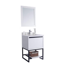 Load image into Gallery viewer, LAVIVA Alto 313SMR-24W-WQ 24&quot; Single Bathroom Vanity in White with White Quartz, White Rectangle Sink, Angled View