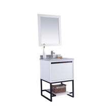Load image into Gallery viewer, LAVIVA Alto 313SMR-24W-WS 24&quot; Single Bathroom Vanity in White with White Stripes Marble, White Rectangle Sink, Angled View