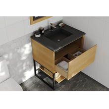 Load image into Gallery viewer, LAVIVA Alto 313SMR-30CO-MB 30&quot; Single Bathroom Vanity in California White Oak with Matte Black VIVA Stone Surface, Integrated Sink, Rendered Open Drawers