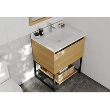 Load image into Gallery viewer, LAVIVA Alto 313SMR-30CO-WQ 30&quot; Single Bathroom Vanity in California White Oak with White Quartz, White Rectangle Sink, Rendered Angled View