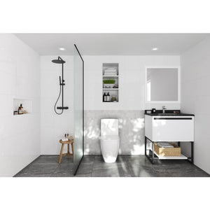 LAVIVA Alto 313SMR-30W-BW 30" Single Bathroom Vanity in White with Black Wood Marble, White Rectangle Sink, Rendered Bathroom View