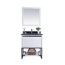Load image into Gallery viewer, LAVIVA Alto 313SMR-30W-BW 30&quot; Single Bathroom Vanity in White with Black Wood Marble, White Rectangle Sink, Front View