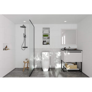 LAVIVA Alto 313SMR-30W-MB 30" Single Bathroom Vanity in White with Matte Black VIVA Stone Surface, Integrated Sink, Rendered Bathroom View