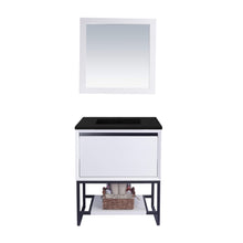 Load image into Gallery viewer, LAVIVA Alto 313SMR-30W-MB 30&quot; Single Bathroom Vanity in White with Matte Black VIVA Stone Surface, Integrated Sink, Front View