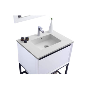 LAVIVA Alto 313SMR-30W-MW 30" Single Bathroom Vanity in White with Matte White VIVA Stone Surface, Integrated Sink, Countertop Closeup
