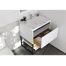 Load image into Gallery viewer, LAVIVA Alto 313SMR-30W-WC 30&quot; Single Bathroom Vanity in White with White Carrara Marble, White Rectangle Sink, Rendered Open Drawer