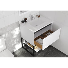 Load image into Gallery viewer, LAVIVA Alto 313SMR-30W-WQ 30&quot; Single Bathroom Vanity in White with White Quartz, White Rectangle Sink, Rendered Open Drawer