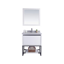 Load image into Gallery viewer, LAVIVA Alto 313SMR-30W-WS 30&quot; Single Bathroom Vanity in White with White Stripes Marble, White Rectangle Sink, Front View