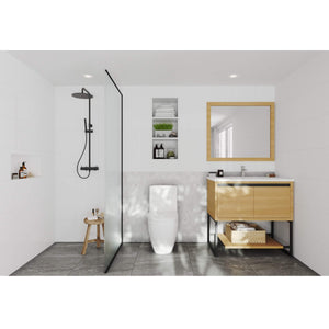 LAVIVA Alto 313SMR-36CO-MW 36" Single Bathroom Vanity in California White Oak with Matte White VIVA Stone Surface, Integrated Sink, Rendered Bathroom View