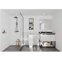 Load image into Gallery viewer, LAVIVA Alto 313SMR-36W-BW 36&quot; Single Bathroom Vanity in White with Black Wood Marble, White Rectangle Sink, Rendered Bathroom View