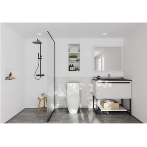 LAVIVA Alto 313SMR-36W-MB 36" Single Bathroom Vanity in White with Matte Black VIVA Stone Surface, Integrated Sink, Rendered Bathroom View