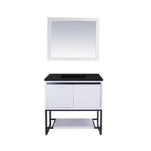 Load image into Gallery viewer, LAVIVA Alto 313SMR-36W-MB 36&quot; Single Bathroom Vanity in White with Matte Black VIVA Stone Surface, Integrated Sink, Front View