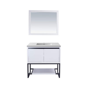 LAVIVA Alto 313SMR-36W-MW 36" Single Bathroom Vanity in White with Matte White VIVA Stone Surface, Integrated Sink, Front View