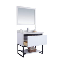Load image into Gallery viewer, LAVIVA Alto 313SMR-36W-WQ 36&quot; Single Bathroom Vanity in White with White Quartz, White Rectangle Sink, Angled Open Drawers