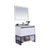 LAVIVA Alto 313SMR-36W-WS 36" Single Bathroom Vanity in White with White Stripes Marble, White Rectangle Sink, Angled View