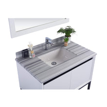 Load image into Gallery viewer, LAVIVA Alto 313SMR-36W-WS 36&quot; Single Bathroom Vanity in White with White Stripes Marble, White Rectangle Sink, Countertop Closeup