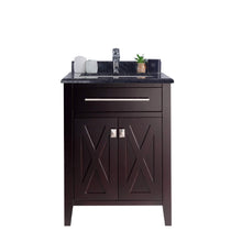 Load image into Gallery viewer, LAVIVA Wimbledon 313YG319-24B-BW 24&quot; Single Bathroom Vanity in Brown with Black Wood Marble, White Rectangle Sink, Front View