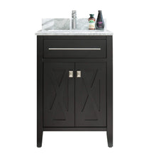 Load image into Gallery viewer, LAVIVA Wimbledon 313YG319-24B-WC 24&quot; Single Bathroom Vanity in Brown with White Carrara Marble, White Rectangle Sink, Front View