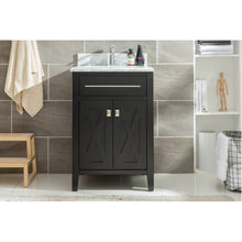 Load image into Gallery viewer, LAVIVA Wimbledon 313YG319-24B-WC 24&quot; Single Bathroom Vanity in Brown with White Carrara Marble, White Rectangle Sink, Rendered Front View