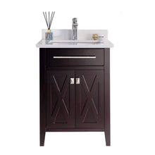 Load image into Gallery viewer, LAVIVA Wimbledon 313YG319-24B-WQ 24&quot; Single Bathroom Vanity in Brown with White Quartz, White Rectangle Sink, Front View