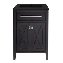 Load image into Gallery viewer, LAVIVA Wimbledon 313YG319-24E-MB 24&quot; Single Bathroom Vanity in Espresso with Matte Black VIVA Stone Surface, Integrated Sink, Front View
