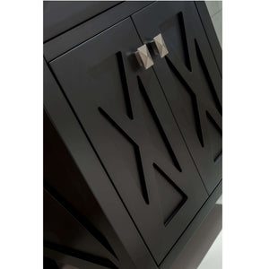 LAVIVA Wimbledon 313YG319-24E-MB 24" Single Bathroom Vanity in Espresso with Matte Black VIVA Stone Surface, Integrated Sink, Knobs and Doors Closeup