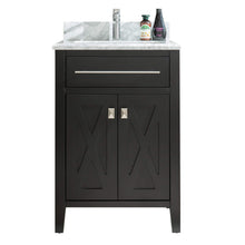 Load image into Gallery viewer, LAVIVA Wimbledon 313YG319-24E-WC 24&quot; Single Bathroom Vanity in Espresso with White Carrara Marble, White Rectangle Sink, Front View