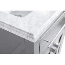 Load image into Gallery viewer, LAVIVA Wimbledon 313YG319-24G-WC 24&quot; Single Bathroom Vanity in Grey with White Carrara Marble, White Rectangle Sink, Countertop Edge Closeup
