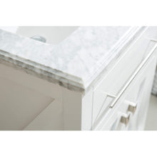 Load image into Gallery viewer, LAVIVA Wimbledon 313YG319-24W-WC 24&quot; Single Bathroom Vanity in White with White Carrara Marble, White Rectangle Sink, Countertop Edge Closeup