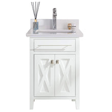 Load image into Gallery viewer, LAVIVA Wimbledon 313YG319-24W-WQ 24&quot; Single Bathroom Vanity in White with White Quartz, White Rectangle Sink, Front View