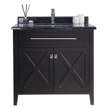 Load image into Gallery viewer, LAVIVA Wimbledon 313YG319-36E-BW 36&quot; Single Bathroom Vanity in Espresso with Black Wood Marble, White Rectangle Sink, Front View