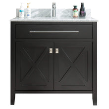 Load image into Gallery viewer, LAVIVA Wimbledon 313YG319-36E-WC 36&quot; Single Bathroom Vanity in Espresso with White Carrara Marble, White Rectangle Sink, Front View