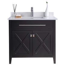 Load image into Gallery viewer, LAVIVA Wimbledon 313YG319-36E-WQ 36&quot; Single Bathroom Vanity in Espresso with White Quartz, White Rectangle Sink, Front View