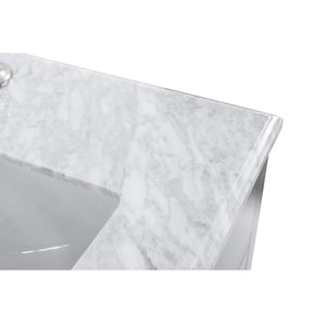 LAVIVA Wimbledon 313YG319-36G-WC 36" Single Bathroom Vanity in Grey with White Carrara Marble, White Rectangle Sink, Countertop Closeup