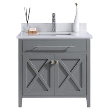 Load image into Gallery viewer, LAVIVA Wimbledon 313YG319-36G-WQ 36&quot; Single Bathroom Vanity in Grey with White Quartz, White Rectangle Sink, Front View