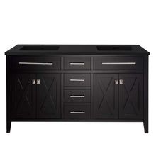 Load image into Gallery viewer, LAVIVA Wimbledon 313YG319-60E-MB 60&quot; Single Bathroom Vanity in Espresso with Matte Black VIVA Stone Surface, Integrated Sinks, Front View
