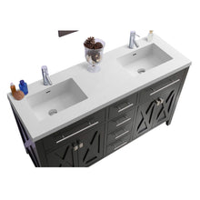Load image into Gallery viewer, LAVIVA Wimbledon 313YG319-60E-MW 60&quot; Single Bathroom Vanity in Espresso with Matte White VIVA Stone Surface, Integrated Sinks, Angled View