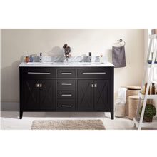 Load image into Gallery viewer, LAVIVA Wimbledon 313YG319-60E-WC 60&quot; Single Bathroom Vanity in Espresso with White Carrara Marble, White Rectangle Sinks, Rendered Bathroom View