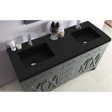 Load image into Gallery viewer, LAVIVA Wimbledon 313YG319-60G-MB 60&quot; Single Bathroom Vanity in Grey with Matte Black VIVA Stone Surface, Integrated Sinks, Countertop Closeup