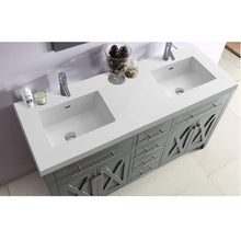 Load image into Gallery viewer, LAVIVA Wimbledon 313YG319-60G-MW 60&quot; Single Bathroom Vanity in Grey with Matte White VIVA Stone Surface, Integrated Sinks, Countertop Closeup