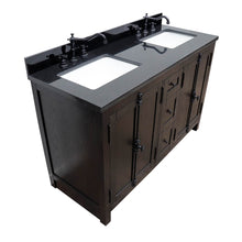 Load image into Gallery viewer, BELLATERRA HOME 400100-55-BA-BG 55&quot; Double Sink Vanity in Brown Ash with Black Galaxy Granite, White Rectangle Sinks, Angled View 2