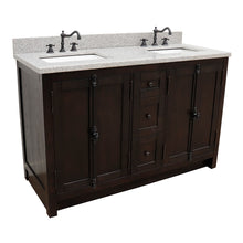 Load image into Gallery viewer, BELLATERRA HOME 400100-55-BA-GY 55&quot; Double Sink Vanity in Brown Ash with Gray Granite, White Rectangle Sinks, Angled View