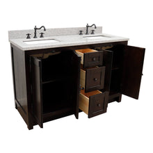 Load image into Gallery viewer, BELLATERRA HOME 400100-55-BA-GY 55&quot; Double Sink Vanity in Brown Ash with Gray Granite, White Rectangle Sinks, Open Doors and Drawers