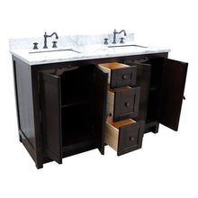 Load image into Gallery viewer, BELLATERRA HOME 400100-55-BA-WM 55&quot; Double Sink Vanity in Brown Ash with White Carrara Marble, White Rectangle Sinks, Open Doors and Drawers