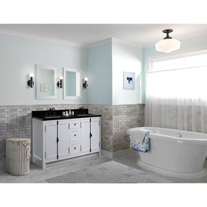 BELLATERRA HOME 400100-55-GA-BG 55" Double Sink Vanity in Glacier Ash with Black Galaxy Granite, White Rectangle Sinks, Rendered Bathroom View