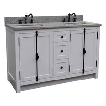 Load image into Gallery viewer, BELLATERRA HOME 400100-55-GA-GY 55&quot; Double Sink Vanity in Glacier Ash with Gray Granite, White Rectangle Sinks, Angled View