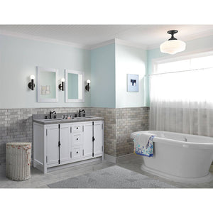 BELLATERRA HOME 400100-55-GA-GY 55" Double Sink Vanity in Glacier Ash with Gray Granite, White Rectangle Sinks, Rendered Bathroom