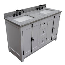 Load image into Gallery viewer, BELLATERRA HOME 400100-55-GA-GY 55&quot; Double Sink Vanity in Glacier Ash with Gray Granite, White Rectangle Sinks, Top Angled View