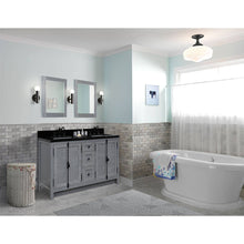 Load image into Gallery viewer, BELLATERRA HOME 400100-55-GYA-BG 55&quot; Double Sink Vanity in Gray Ash with Black Galaxy Granite, White Rectangle Sinks, Rendered Bathroom